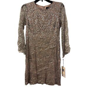 Ivanka Trump Metallic Lace Sheath Dress Size 4